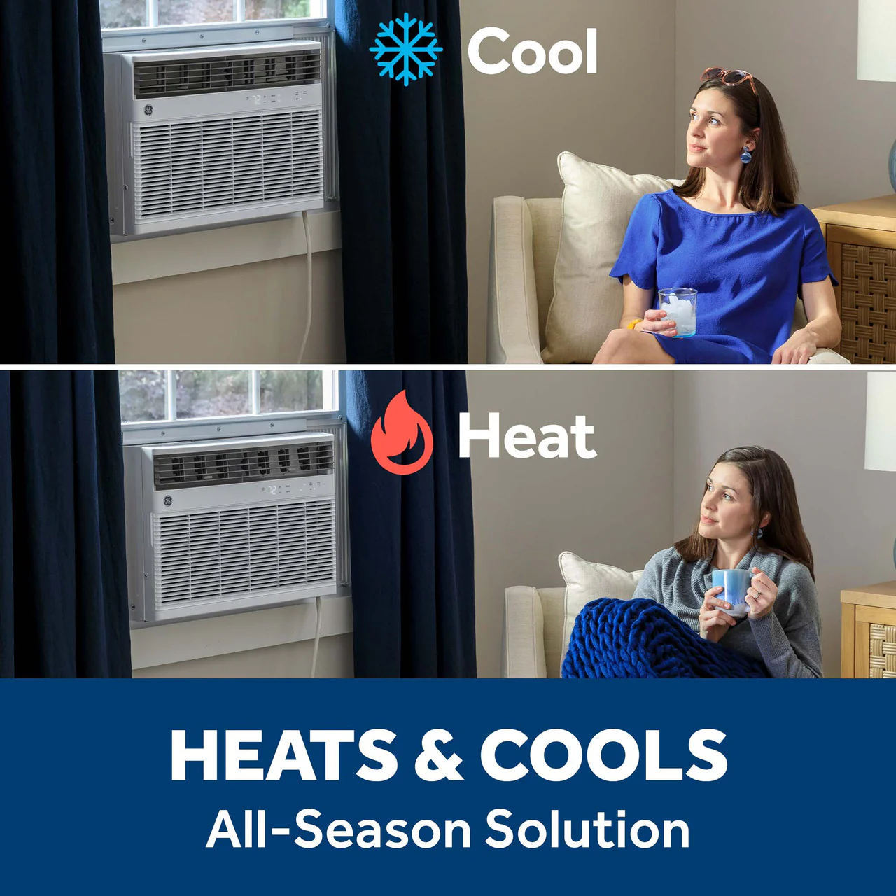 GE® 12,000 BTU Smart Heat/Cool Electronic Window Air Conditioner for Large Rooms up to 550 sq. ft. - Image 2