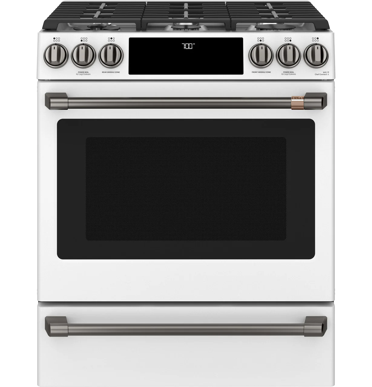 CAFÉ™ 30" Smart Slide-In, Front-Control, Gas Range with Convection Oven