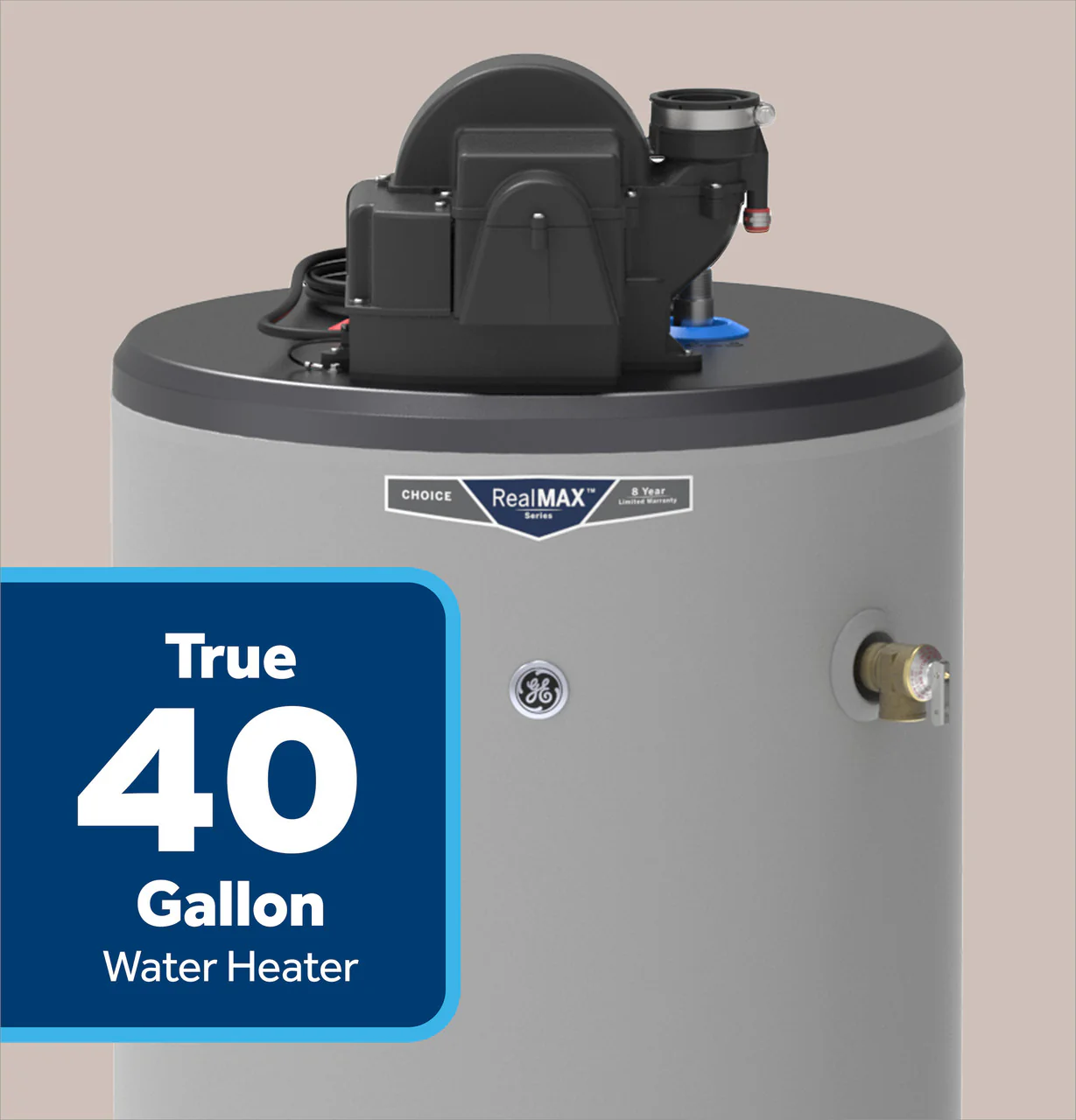 GE RealMAX Choice 40-Gallon Short Natural Gas Power Vent Low-NOx Water Heater - Image 5