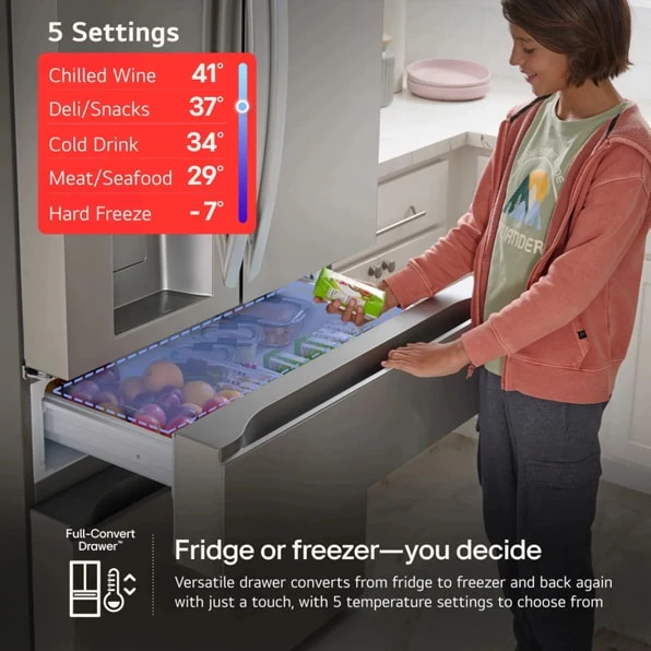 LG 30 cu. ft. Smart Standard-Depth MAX™ 4-Door French Door Refrigerator with Full-Convert Drawer™ - Image 3